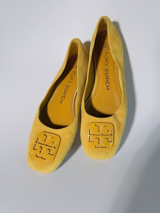 Tory Burch Shoes - Tory Burch Georgina Suede Ballet Flats Yellow Mustard Size 6.5 M